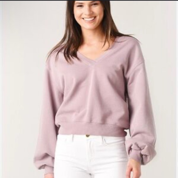 Agolde V-Neck Balloon Sleeve Sweatshirt Oversized Slouchy  xS - Picture 1 of 6